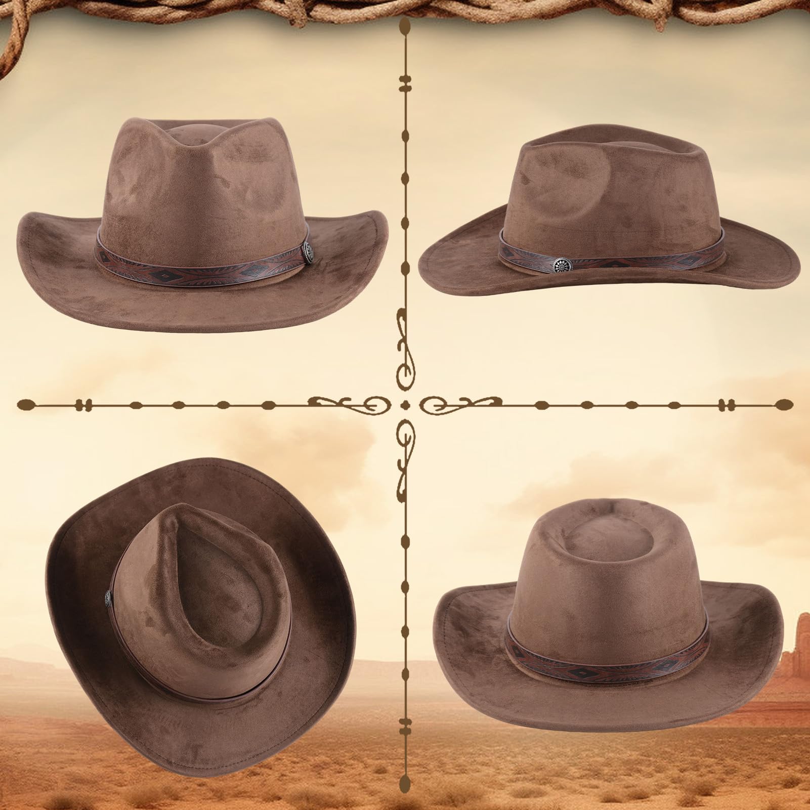 sombrero Fedora, occidental, panamá y fieltro ancho para mujeres y hombres
