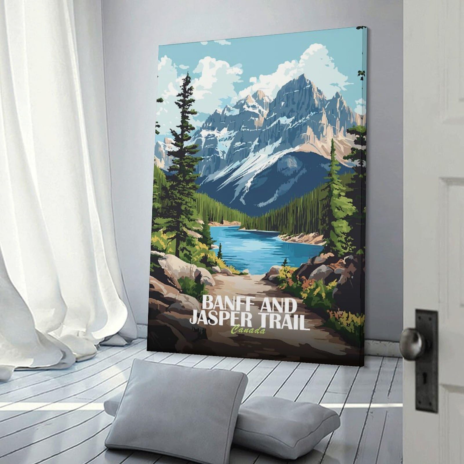 Junmoney Banff And Jasper Trail Canada Canvas Wall Art 08x12inch(20x30cm), for Wall Displays, Bedrooms Or Room Updates, Ideal for Building A Coordinated Art Wall