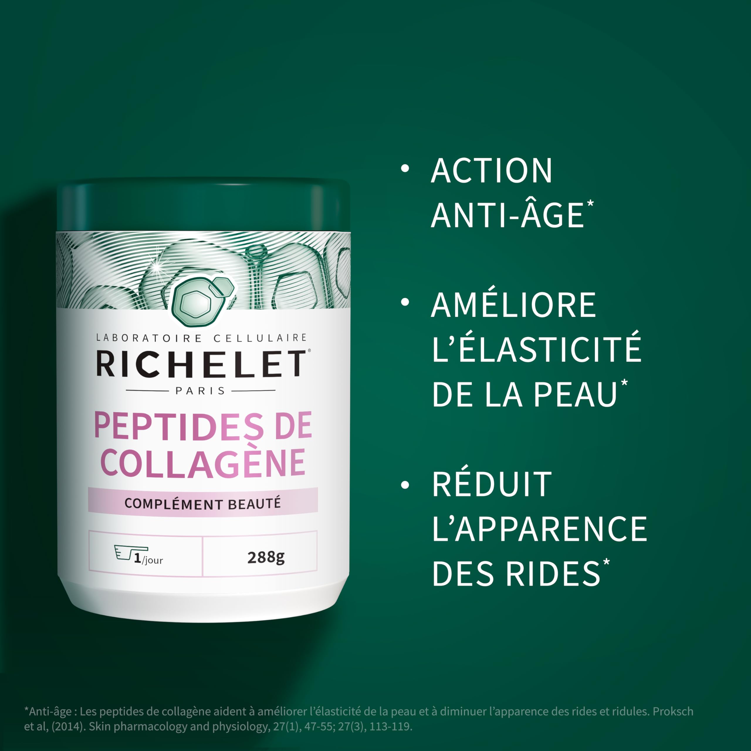 RICHELET® - Peptides de Collagène - Action anti-âge - Complément Alimentaire Peau – 12g/jour - 24 jours – Sans Sucres - 288g