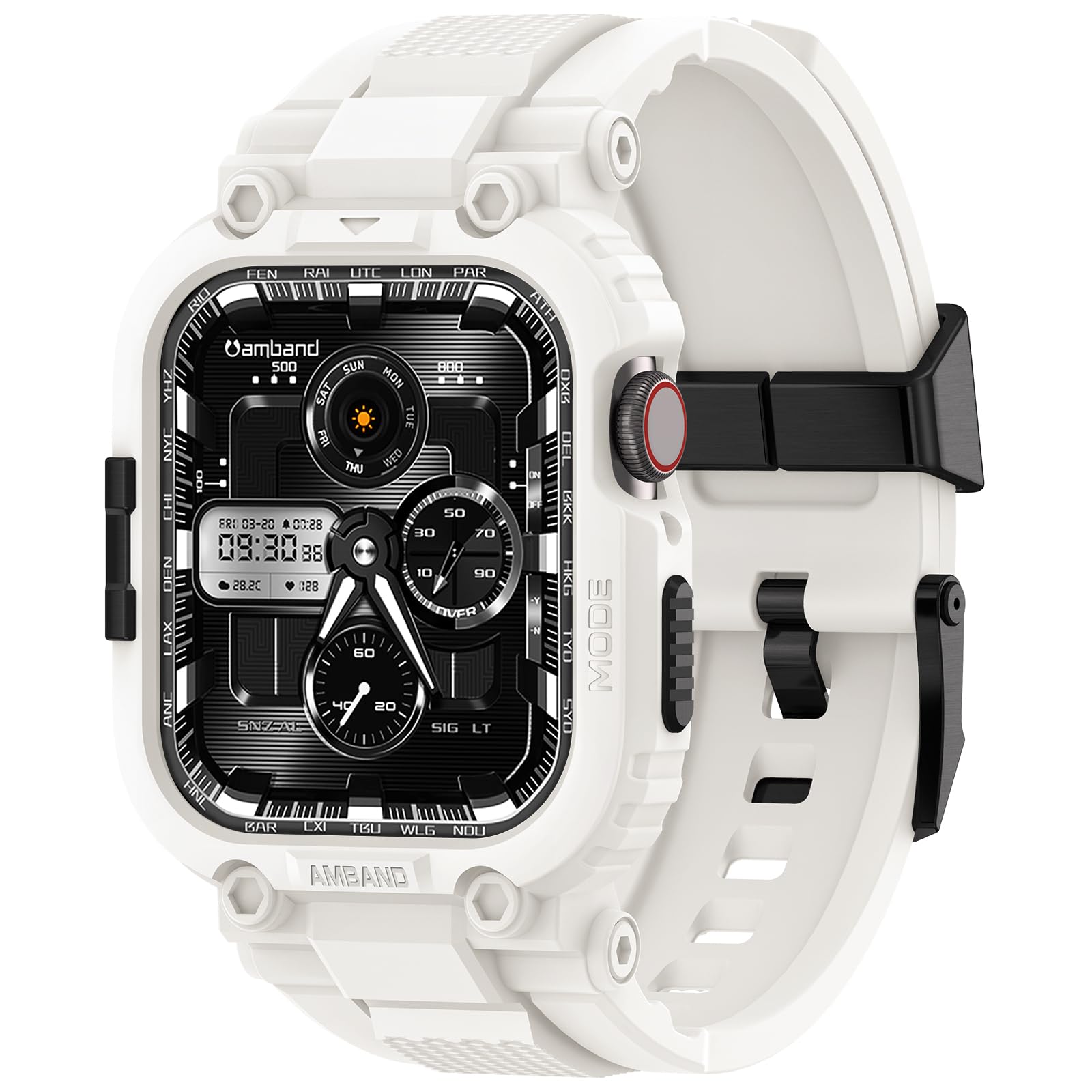 amBand M1 Sport Case Band for Apple Watch Ultra 3/2/1 & SE 3/2/1 & Series 11 10 9 8 7 6 5 4 3 49mm 46mm 45mm 44mm 42mm 41mm 40mm 38mm, Shockproof & Scratch Resistant Rugged Bumper for Men