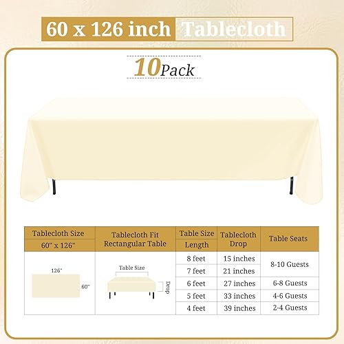 Miniatura 254 de Paquete de 10 manteles redondos de 120 pulgadas, mantel de poliéster blanco para mesa redonda, resistente a las manchas y a las arrugas, mantel