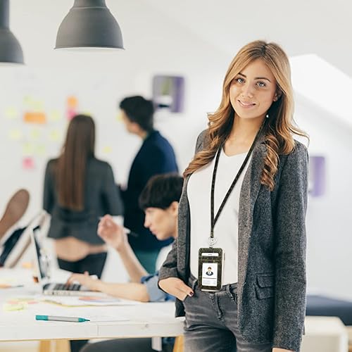 Vista 93 de Boshiho. Funda vertical, de piel, para tarjeta de identificación con cordón resistente., Bolso