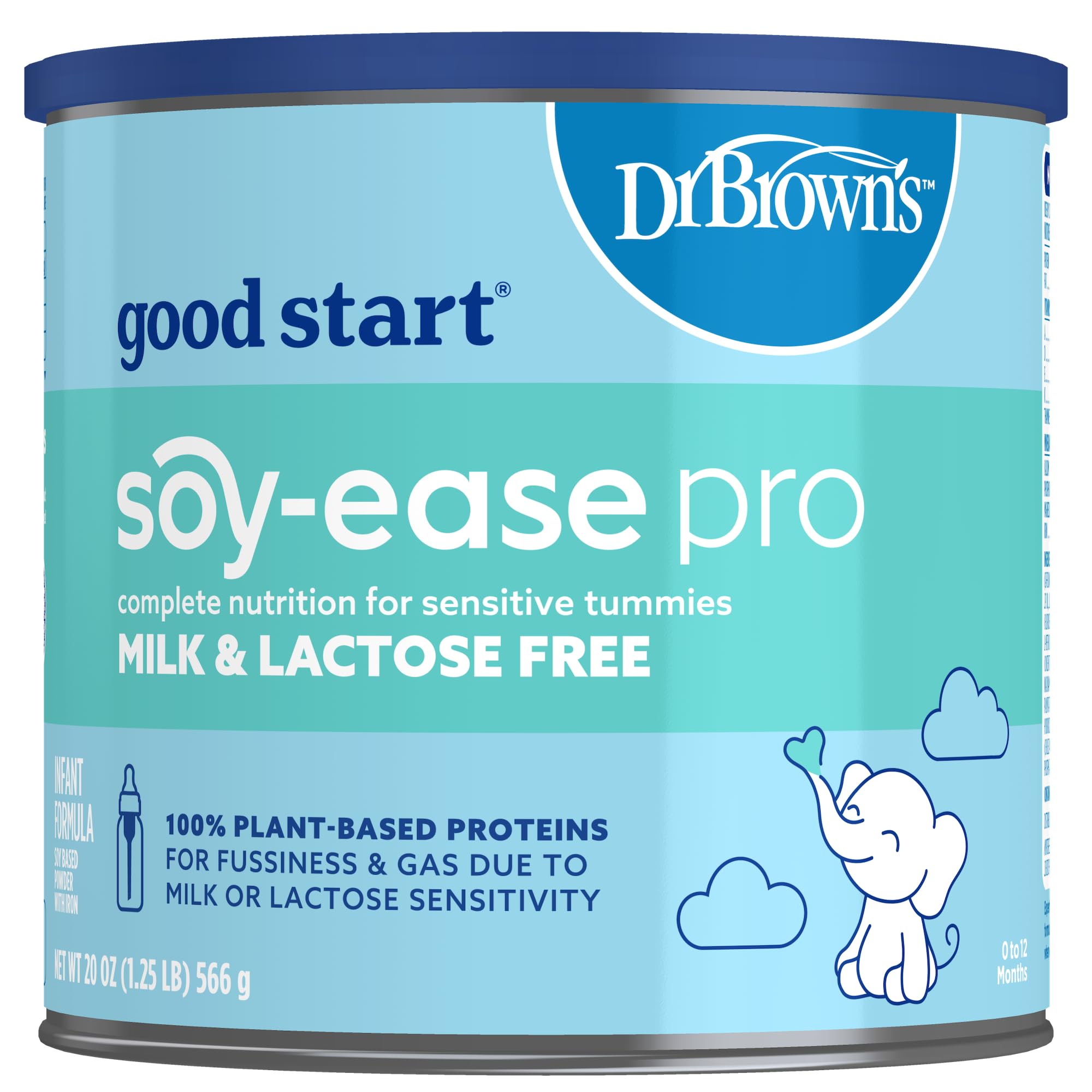 Good Start | Dr. Brown's Soy-ease Pro Baby Formula Powder, for Sensitive Tummies, Dairy Free and Lactose Free for Fussiness and Gas, Non-GMO, 20 Oz