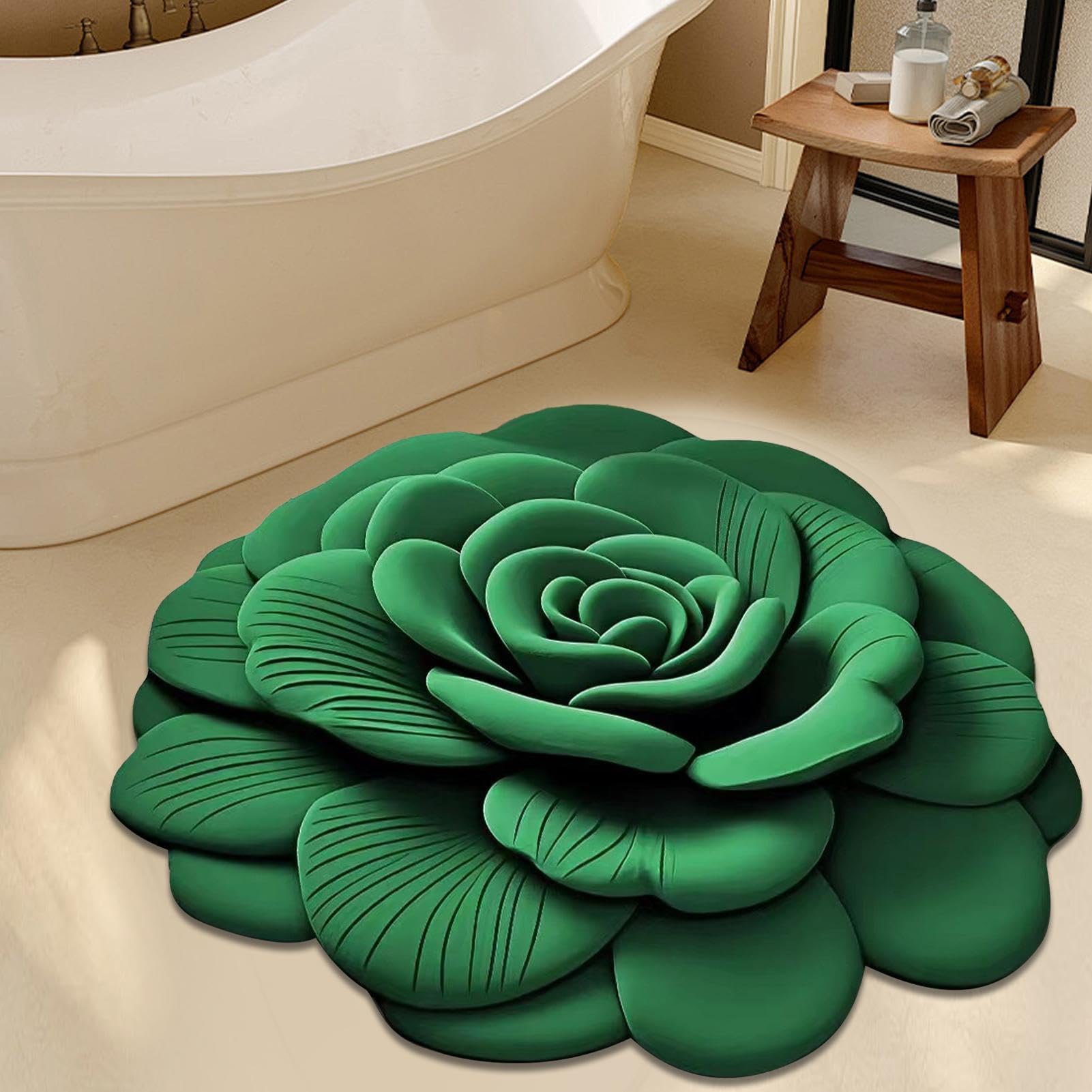 Tappetino Antiscivolo Per Bagno Assorbente Antiscivolo Motivo Floreale 3D | Multiuso Per Zona Ingresso Bagno Soggiorno Camera Cucina Pavimento
