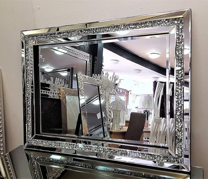 Amazon.com: blingworld Decorative Wall Mirror, 32x24 Crushed Diamond ...