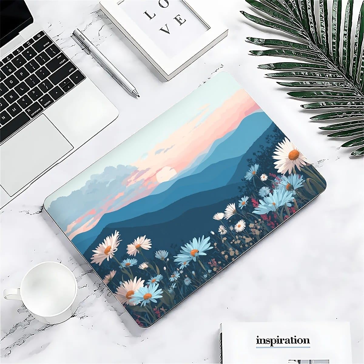 Compatible with MacBook Air 15 Inch Case 2023 M2 Chip Model A2941, Plastic Hard Shell Case for Mac Air 15 with Touch ID (2023) - Sunset Daisy Hills