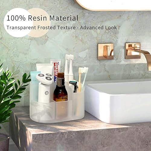 Miniatura 2 de Soporte para cepillo de dientes para baño, organizador de baño resistente, 5 ranuras, 100% resina, soporte para pasta de dientes eléctrico,