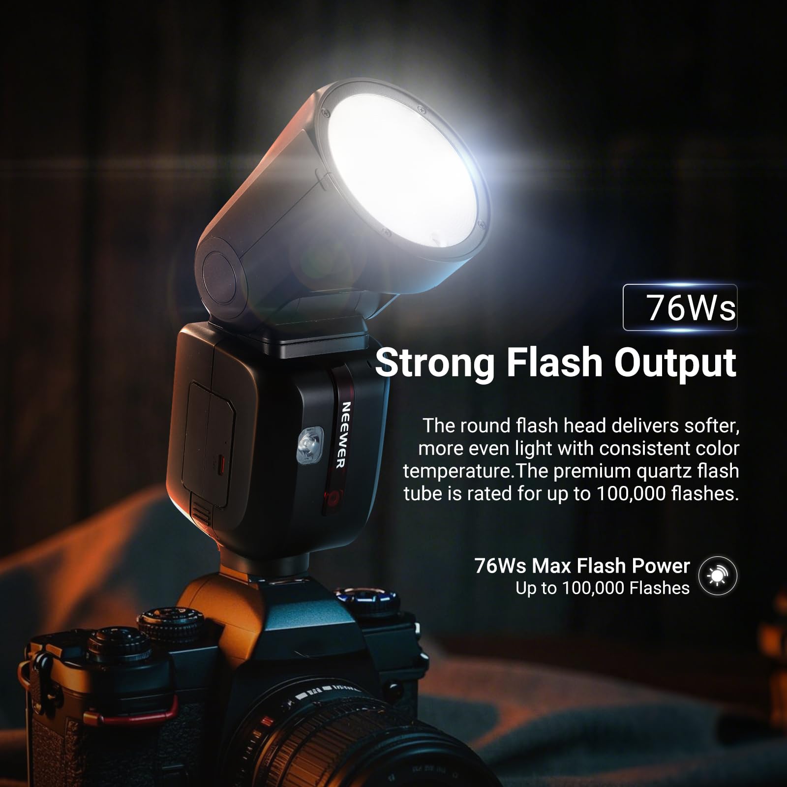 NEEWER Z2PRO-N 2.4G TTL Flash okrągła głowica Speedlite kompatybilna z Nikon, bezprzewodowa kompatybilna z Godox, 76 W 1/8000s HSS, ulepszony interfejs użytkownika, przełącznik TTL/M TCM, bateria 7,2
