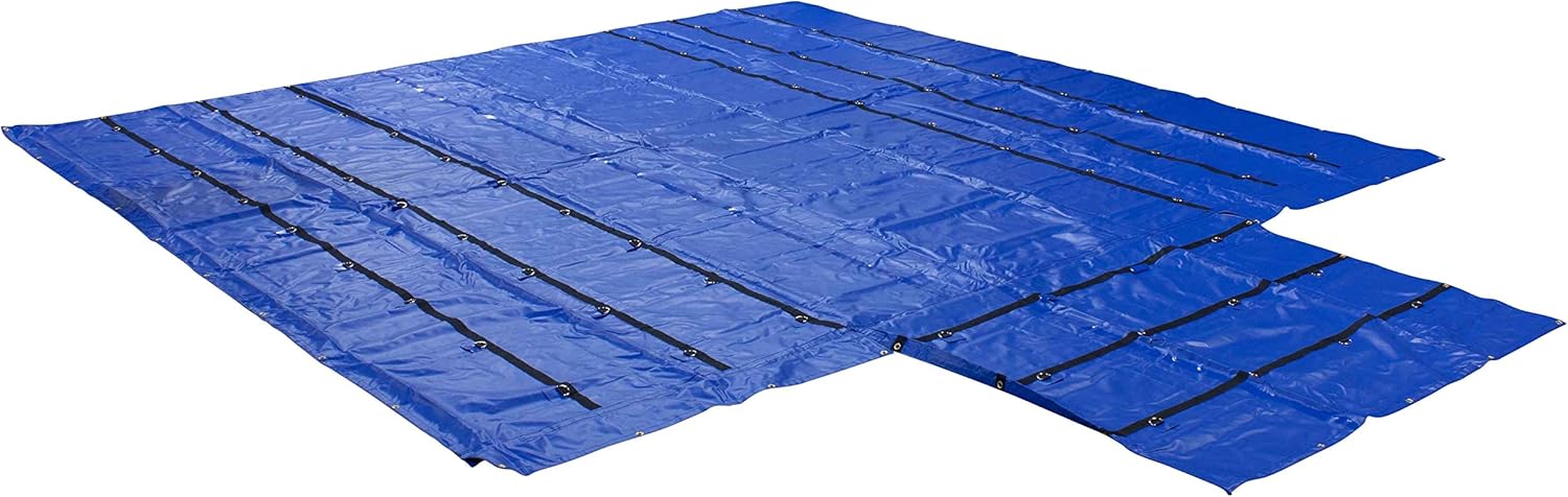 Mytee Products 24' x 27' Flatbed Truck 18 Oz/14 Oz Combination Lumber Tarp with 8 FT Drop - Black Heavy Duty Vinyl Waterproof Tarp for Trailers to Protect Cargo from Wind, Rain, Snow and Sun