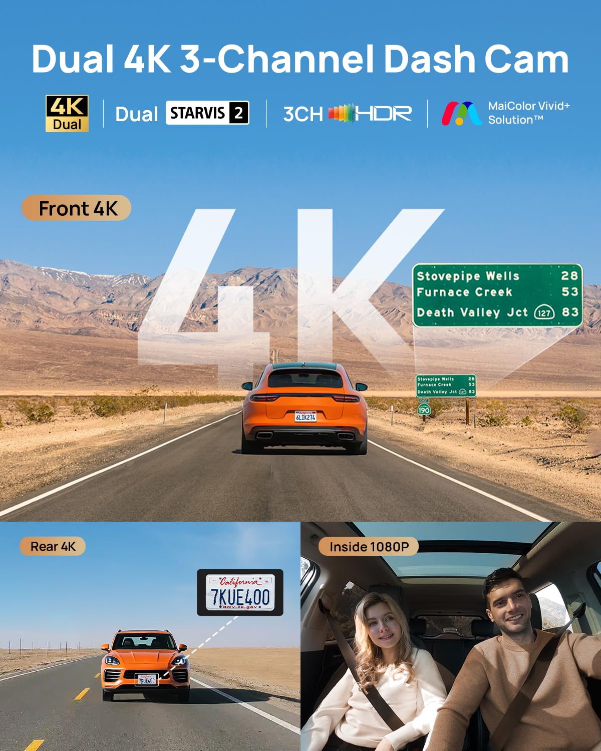 【ほぼ新】70mai Dash Cam 4K T800 3カメラ Amazon.com: 70mai 4K T800 3 Channel Dash Cam, Dash Cam Front and