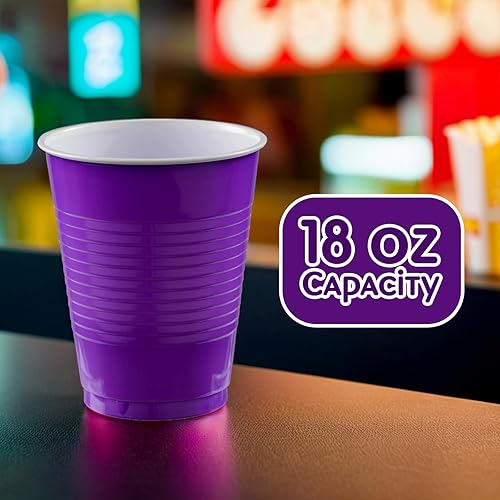 Miniatura 4 de amscan Nuevos vasos de plástico morados  16 oz.  Paquete de 20  Suministros para fiestas