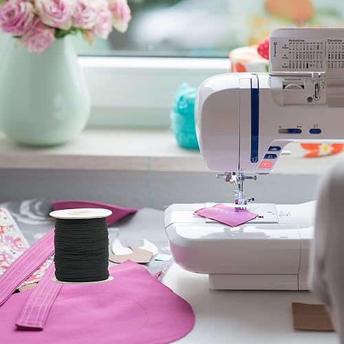 Miniatura 42 de Banda elástica plana para costura, 1/4 de pulgada, 50 yardas de alta elasticidad, cuerda elástica blanca, carrete elástico de punto para coser Blanco