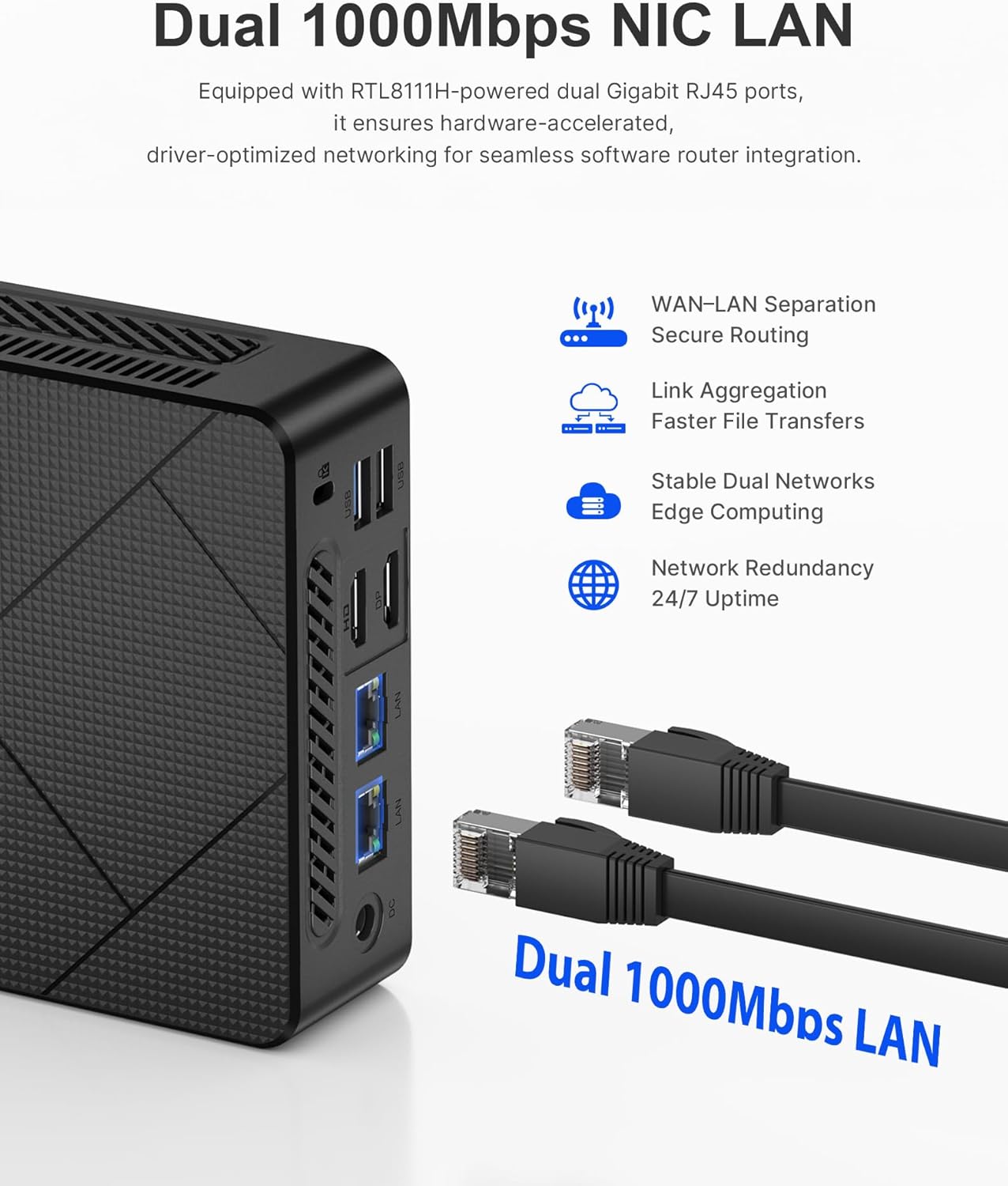 C4 Mini PC 11 Pro, Ryzen 5 3550H Mini Desktop Computer (Beat N150/N100/N95) Dual 1000Mbps NIC LAN, 16GB RAM 512GB SSD Micro PC, WiFi 5, BT 5.0, Triple Display, PC for Home Theater, Office - Image 6