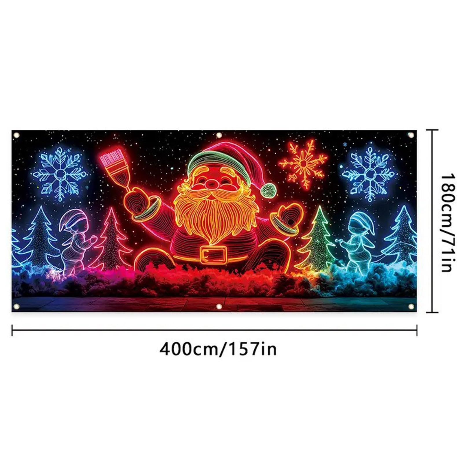 Banner fluorescente para puerta de garaje, festivas, festividades, para fiestas, 157 x 71 pulgadas, fondo de fotografía de Papá Noel