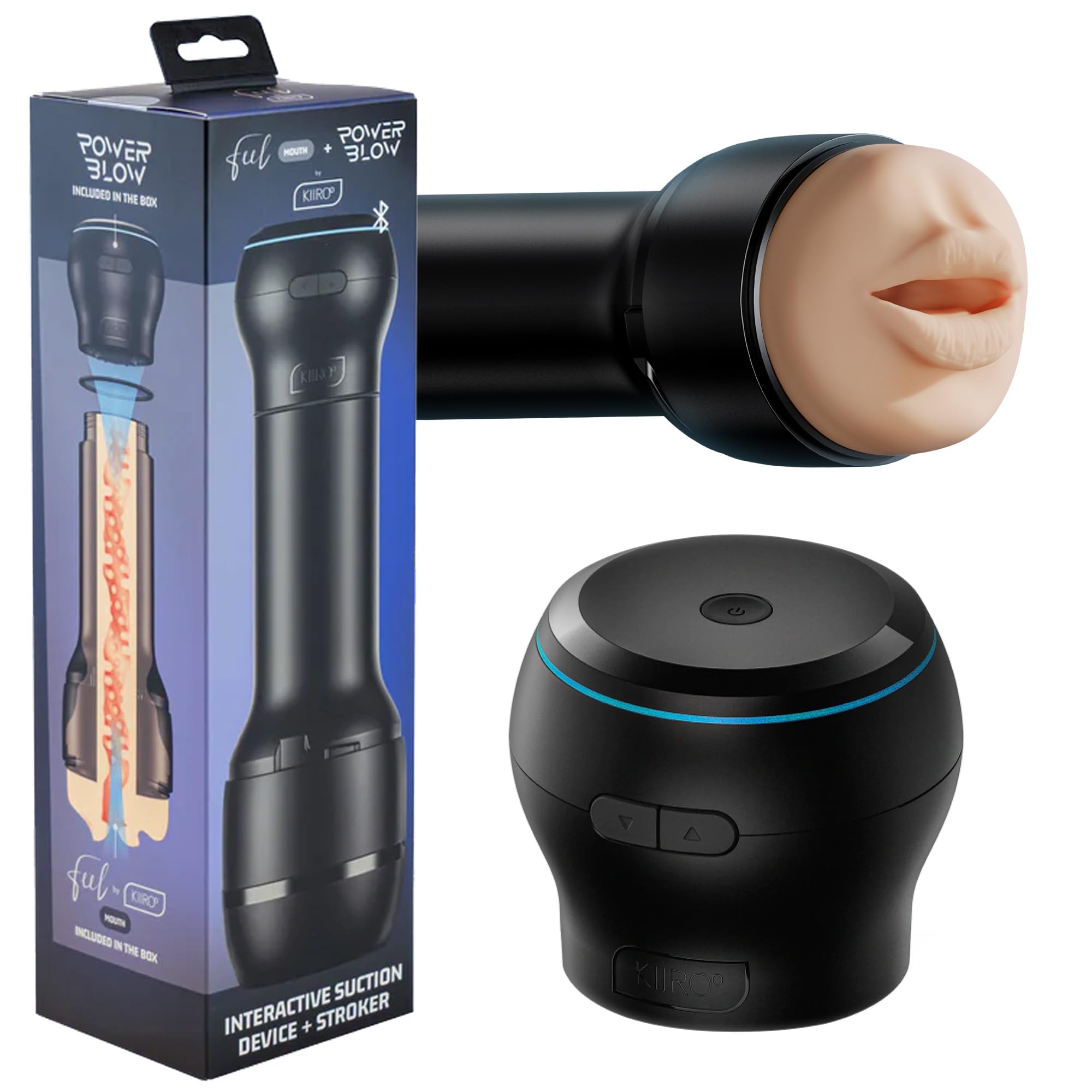 KIIROO PowerBlow Masturbatore Automatico Uomo con Mouth Stroker – Blowjob Machine Interattiva – Contenuti FeelMe AI – Intensità Regolabile – Facile da Usare