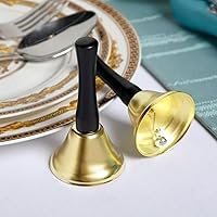 Vista 4 de 24 campanas de mano de acero plateado, mango de madera negra, campanas de metal diatónico, percusión musical (dorado)