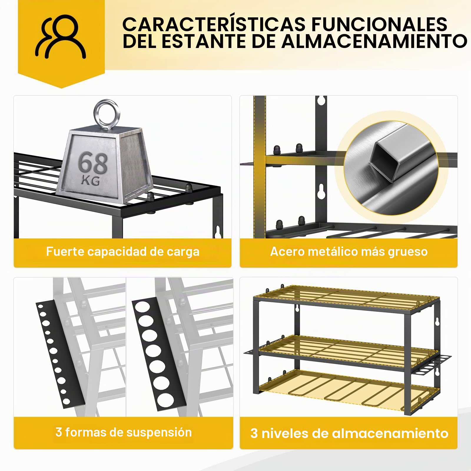 Yeabett Almacenamiento de Herramientas Eléctricas - Estación de Carga de Taladro Inalámbrico de Metal Resistente, Estante Flotante para Herramientas de 2 Paquetes 3 Capas, Estante de Almacenamiento
