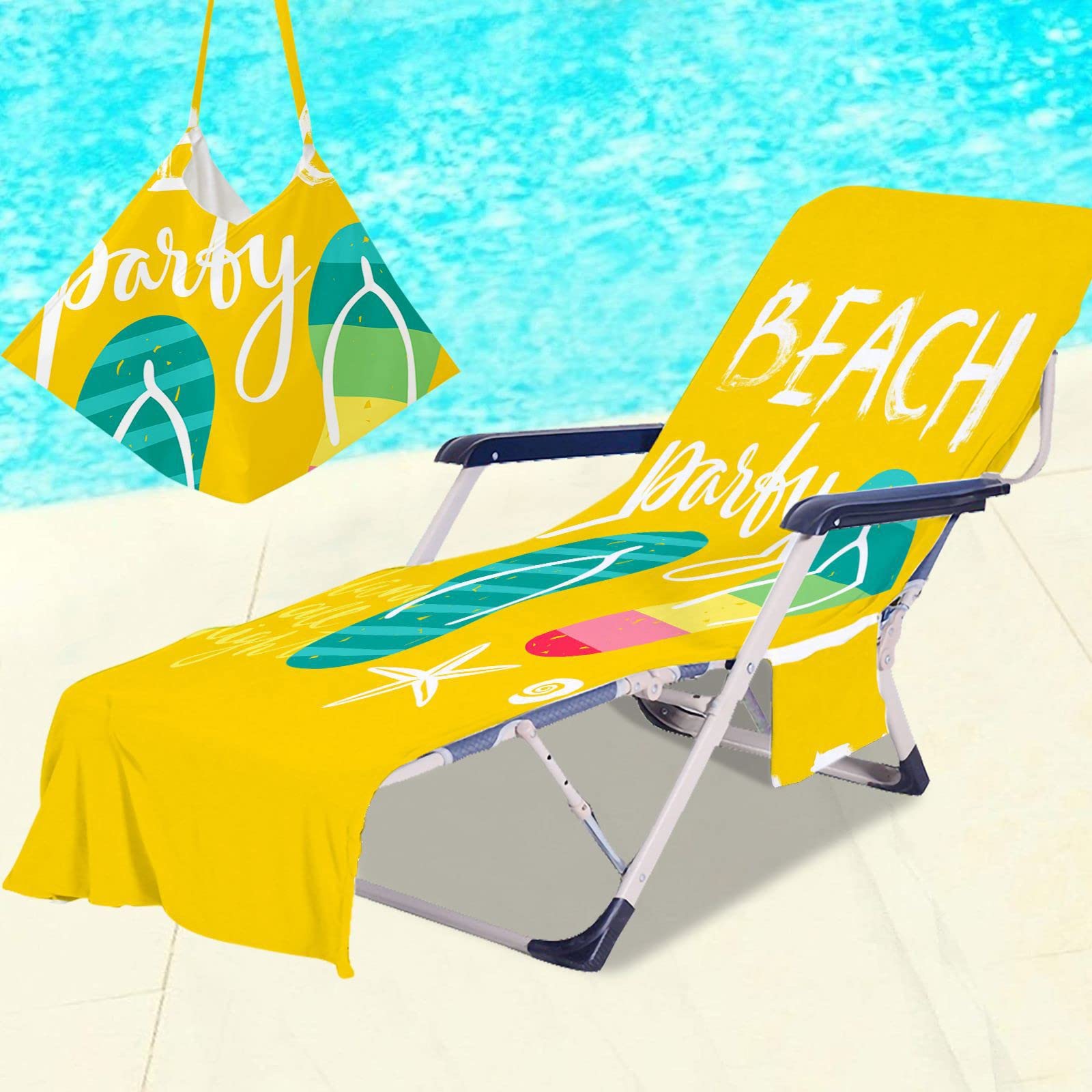 RRrawgff Beach Towel with Pockets for Loungers, Summer Style Beach Chair Cover Towel Fitted Microfiber Sunbed Towel Sun Lounger Towels for Summer Outdoor Garden Pool Vacation (Starfish)