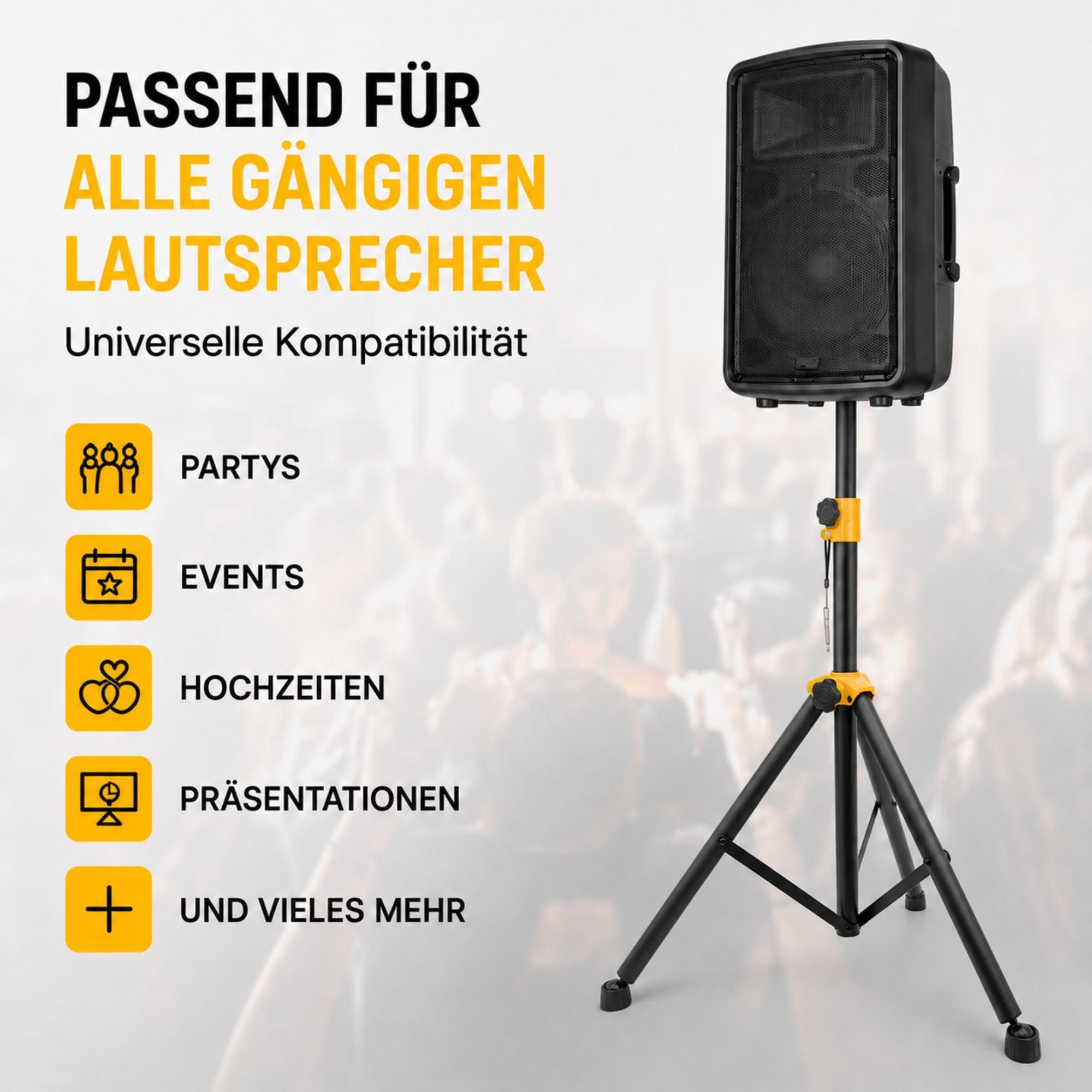 Premium X 2er Set Lautsprecherstativ 105-165 cm, 2X Boxenstativ aus Stahl bis 50 kg, höhenverstellbares PA Stativ mit 35 mm Aufnahme, Sicherungspin & rutschfesten Kugelgelenk-Füßen