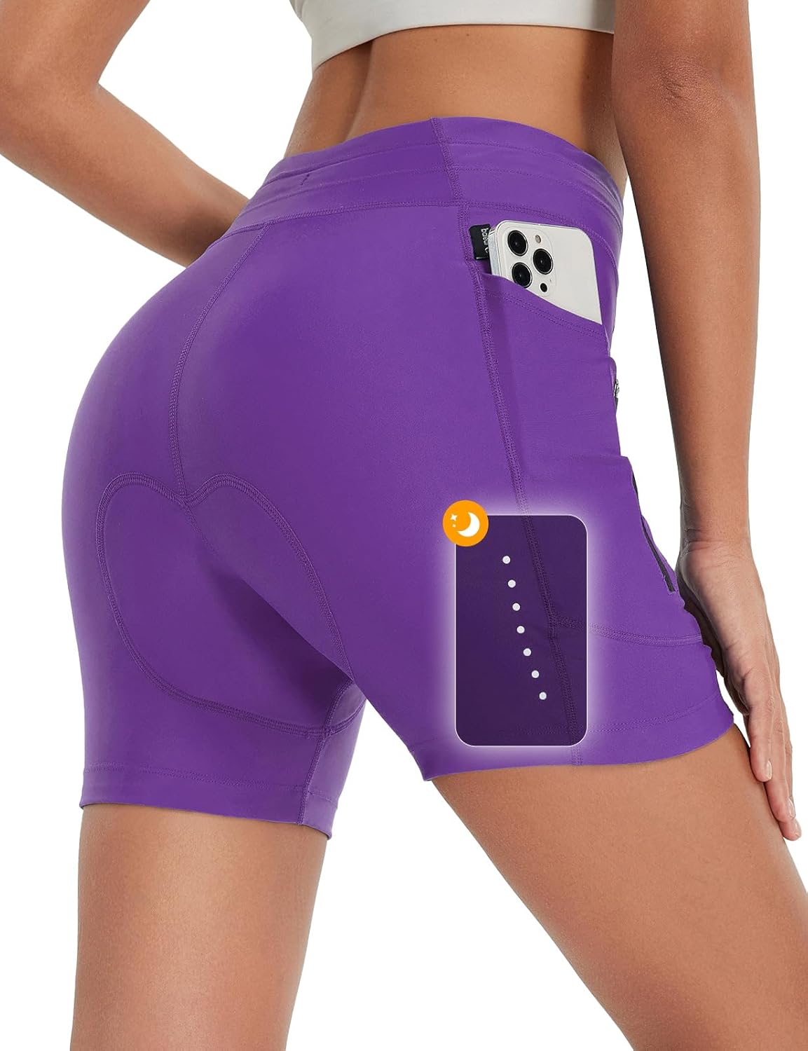 BALEAF Gevoerde fietsbroek voor dames, 5 inch, 4D-fietsbroek, gevoerd BALEAF Gevoerde fietsbroek voor dames, 5 inch, 4D-fietsbroek, gevoerd
