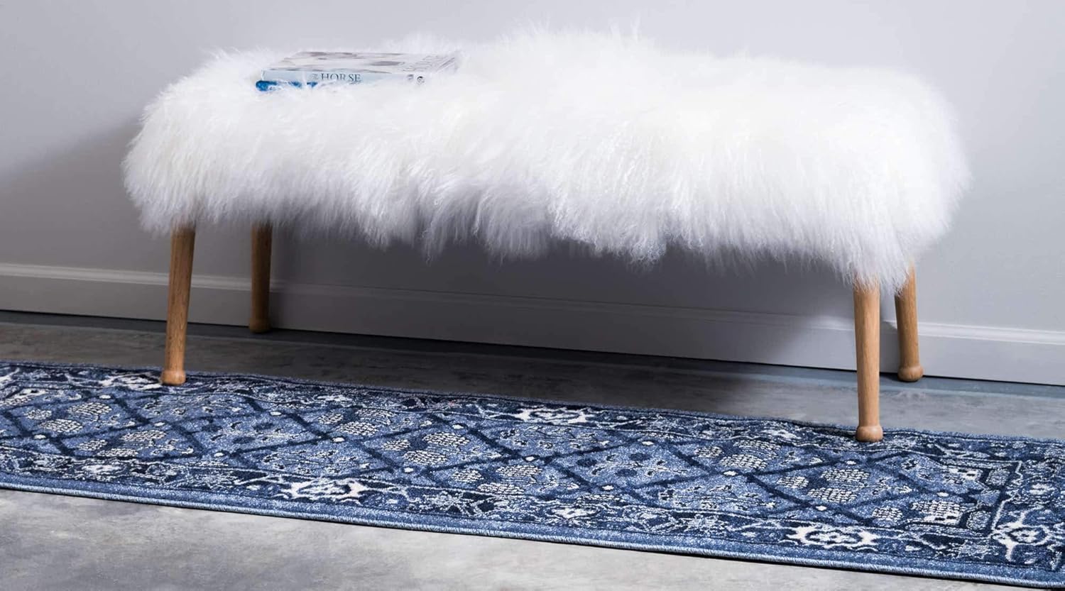 Unique Loom La Jolla Collection Area Rug - Trellis (2' 7" x 10' Runner, Blue/ Ivory)