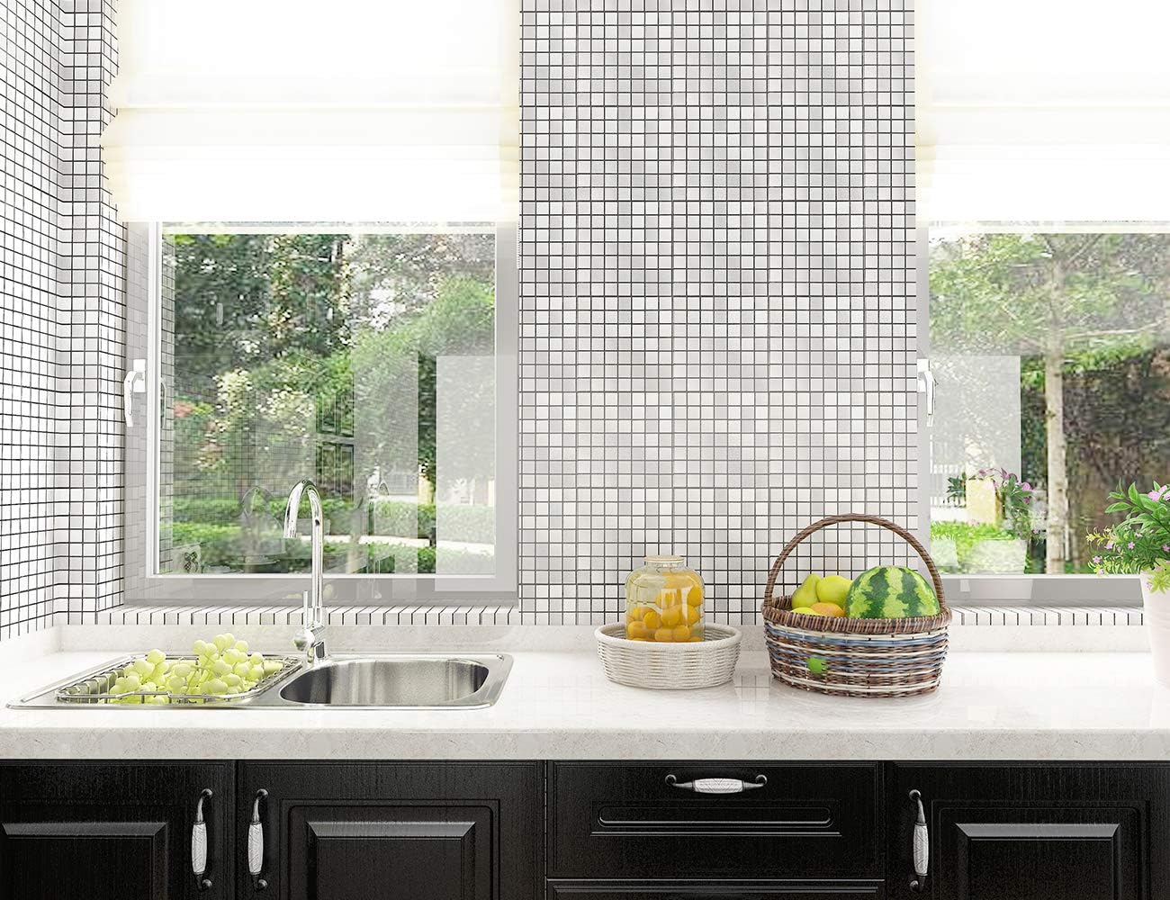 Up To 40% OFF LEISIME Peel and Stick Tile Backsplash, Kitchen Backsplash Peel and Stick Mosaic Tile, Brushed Aluminum for Bathroom & Fireplace Decorations (Silver-10 PC)