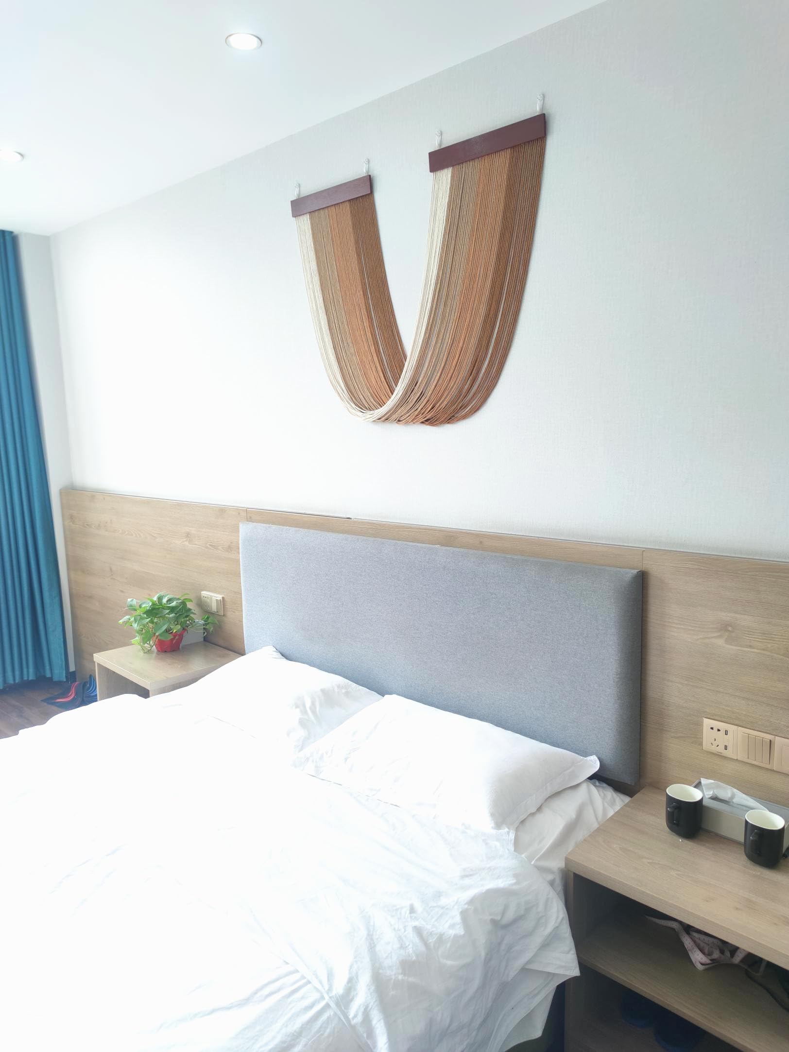 Tapiz de macramé para colgar en la pared, grande, 46 pulgadas de ancho x 36 pulgadas de largo, decoración de pared estilo bohemio, cabecero de pared, dormitorio, sala de estar, apartamento, 5