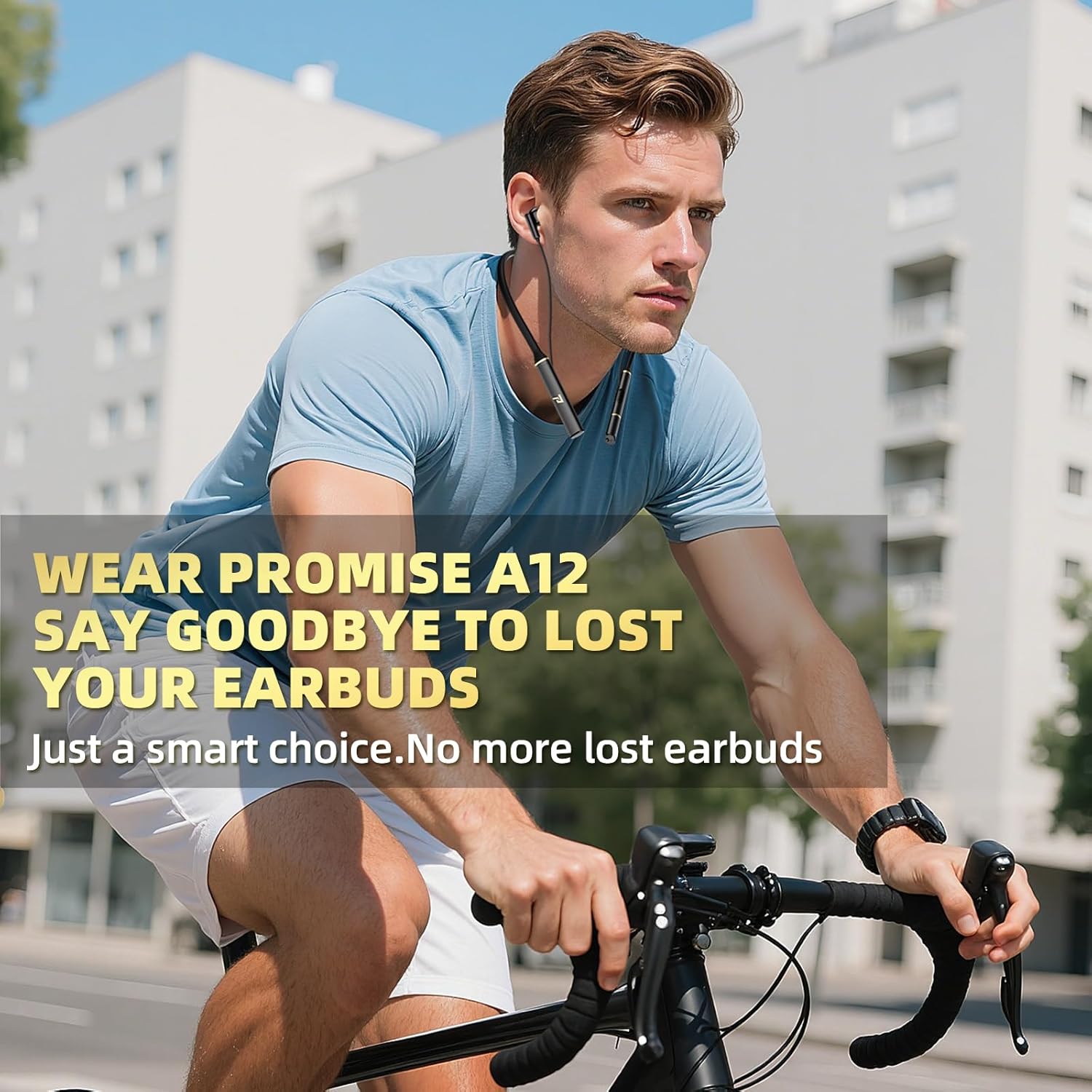 Promise A12 Neckband Bluetooth Earbuds – Wireless Headphones with Built-in Type-C OTG Connector, 60H Playtime, Fast Charging, Noise Cancelling, Magnetic & Lightweight Around-The-Neck Fit (Silver) - Image 8