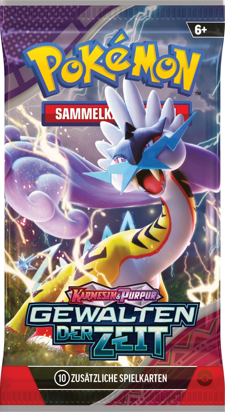 Pokémon - Juego de Cartas coleccionables: 3 Paquetes de carmesí y púrpura – Fuerzas del Tiempo: Pii (3 Paquetes de Refuerzo y 1 Carta Promocional holográfica)