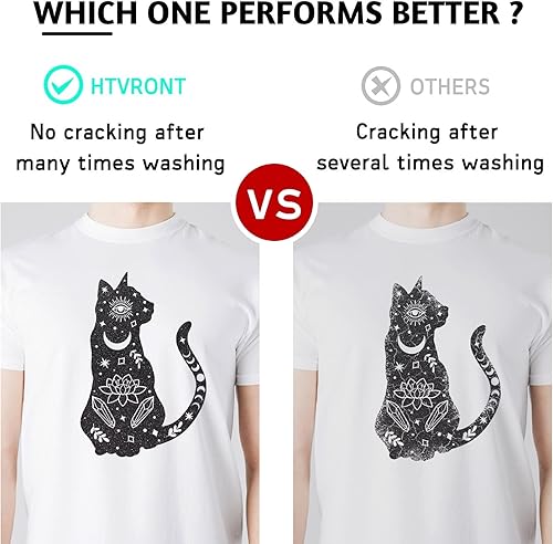 Miniatura 6 de HTVRONT Paquete de 13 vinilos termotransferibles de color negro con purpurina para planchar, 12 x 10 pulgadas, vinilo negro con purpurina para