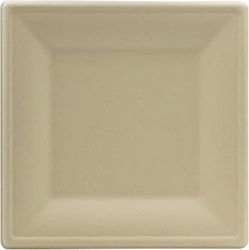 BioGreenChoice 8" Compostable Fiber Molded/Bagasse Square Plates, Unbleached, 500 CT