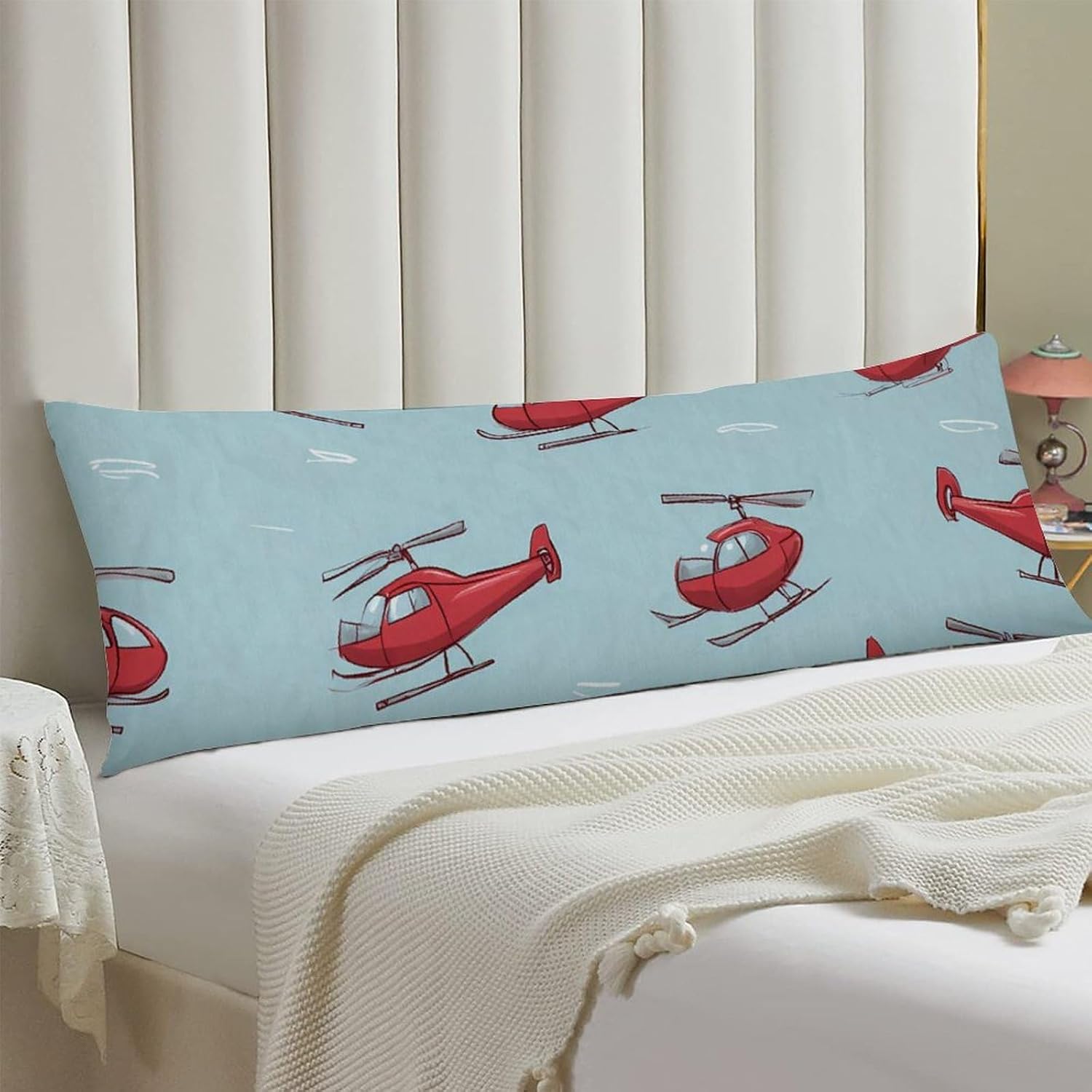 Airplane Helicopters Body Pillow Cover Long Cushion 18.9x53.1 Inch | pillowcase,bed decor,farmhouse,sofa