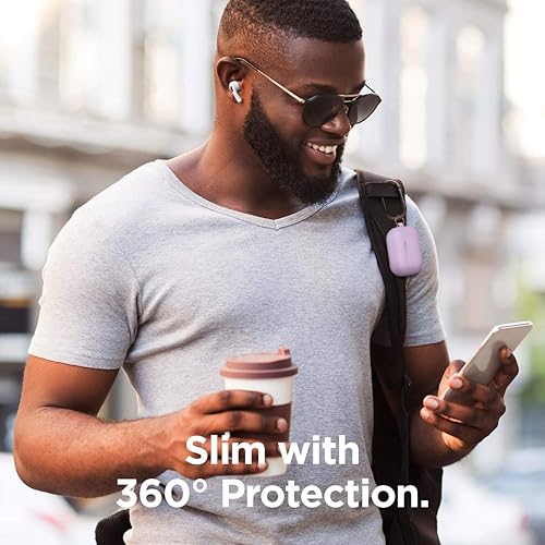 Miniatura 2 de elago Funda de silicona compatible con Apple Pro, llavero incluido, soporta carga inalámbrica, protección perfecta, delgada y ligera (lavanda)