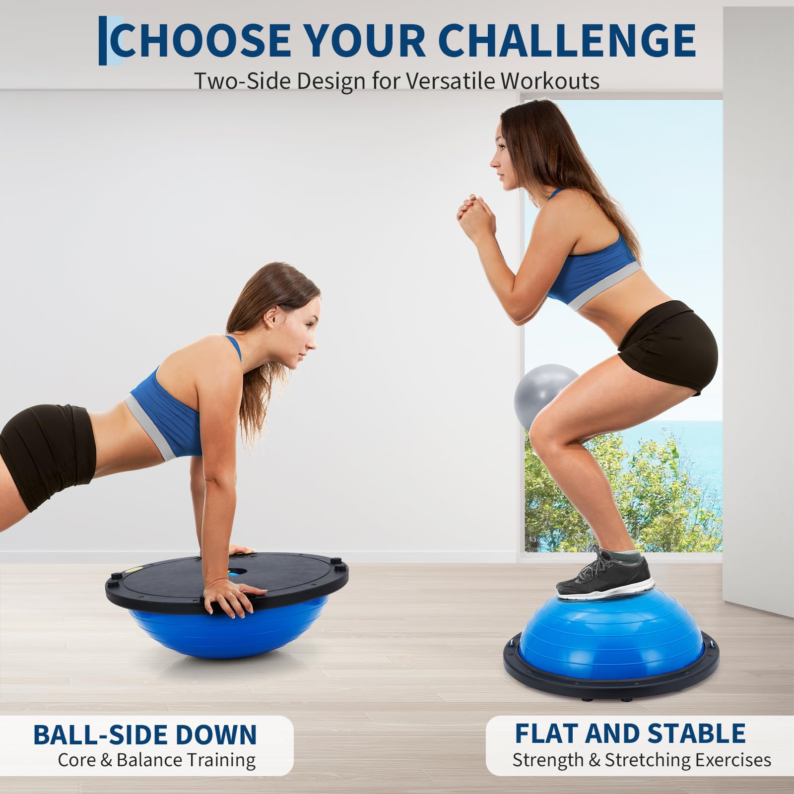 Demi-Ballon d'Équilibre 23" (59.5cm) Ballon Gym Yoga Anti-Éclatement