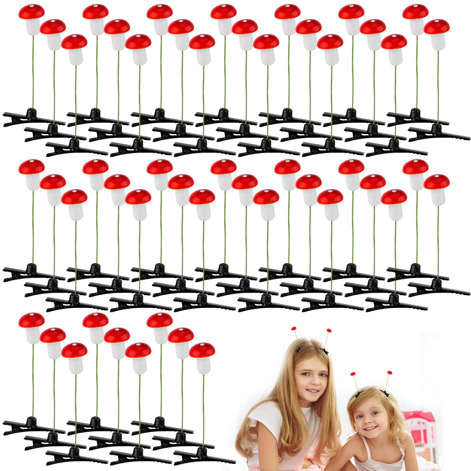 50pcs Mushroom Hair Clips, Sprout Hair Clips Funny Cute Plant Hair Pins Accessories for Kids Girls Women Party