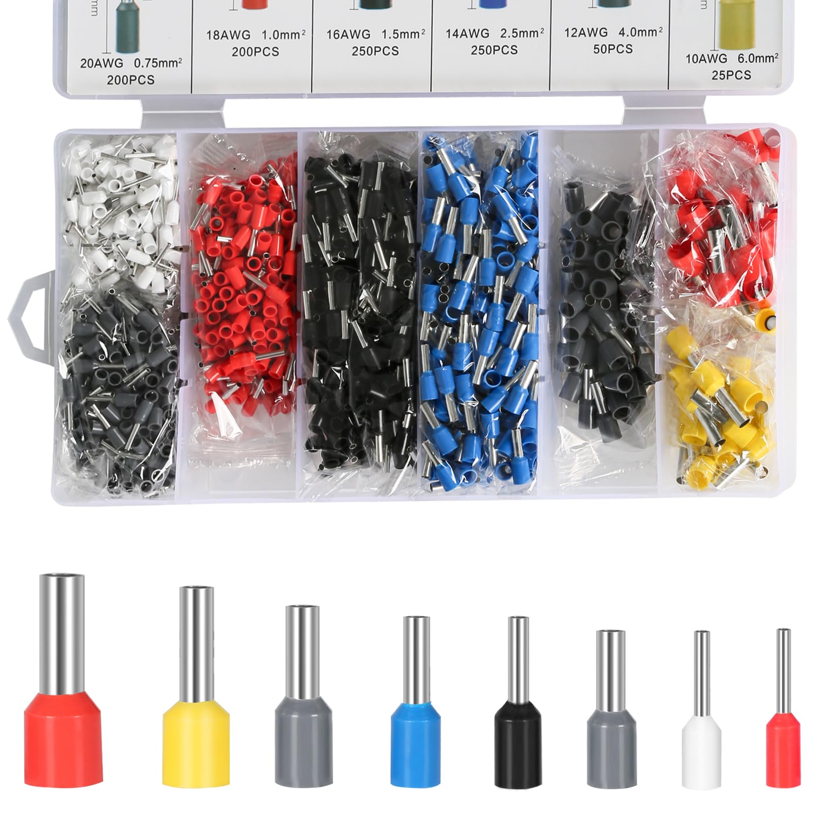 100 Terminali A Crimpare In Ottone Per Cavi 0,5-1,5 Mm² | Giunti Lineari Elettrici Per Auto, Fai Da Te E Impianti, Conducibilità Eccellente