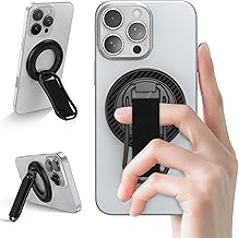 Magnetic Phone Grip for Samsung S25 Ultra MagSafe Kickstand Compatible with Finger Loop for Galaxy S25+ FE S24 Ultra FE S24+ A17 A26 A36 A56,Pixel 10 Pro, 4-in-1 Magnetic Finger Ring Grip Stand Holder