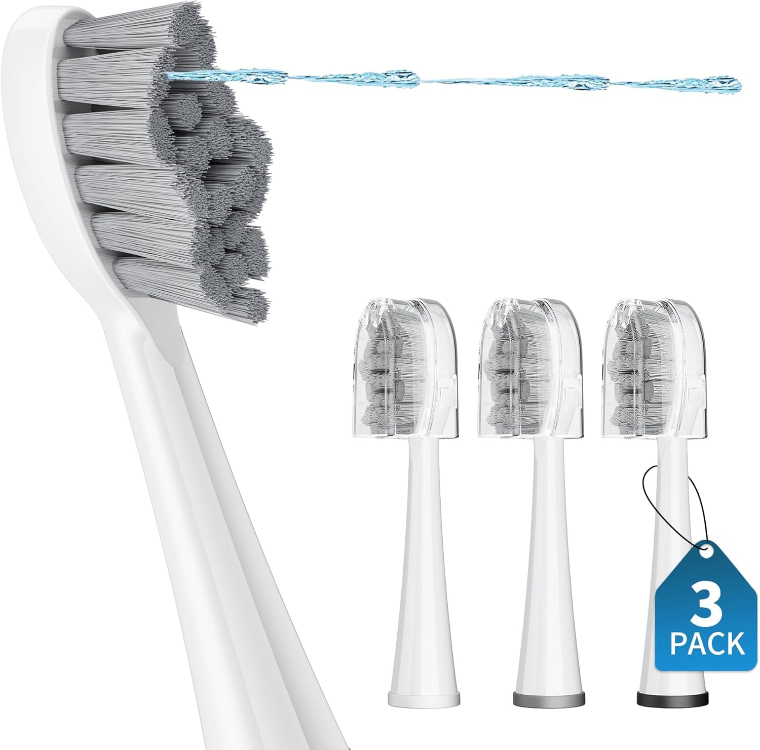 Cabezales de cepillo de repuesto para Fusion 2.0, cabezal de cepillo de dientes eléctrico compacto con tapa, 3 unidades, cerdas blancas, suaves