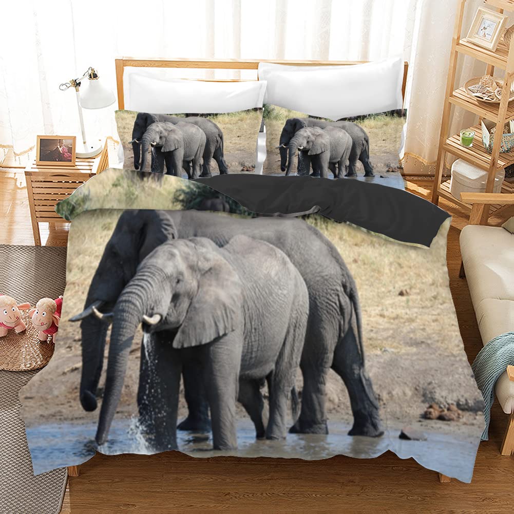 Housse de Couette 160x200 Gris Éléphant en Microfibre 110g/㎡ Douceur Durable