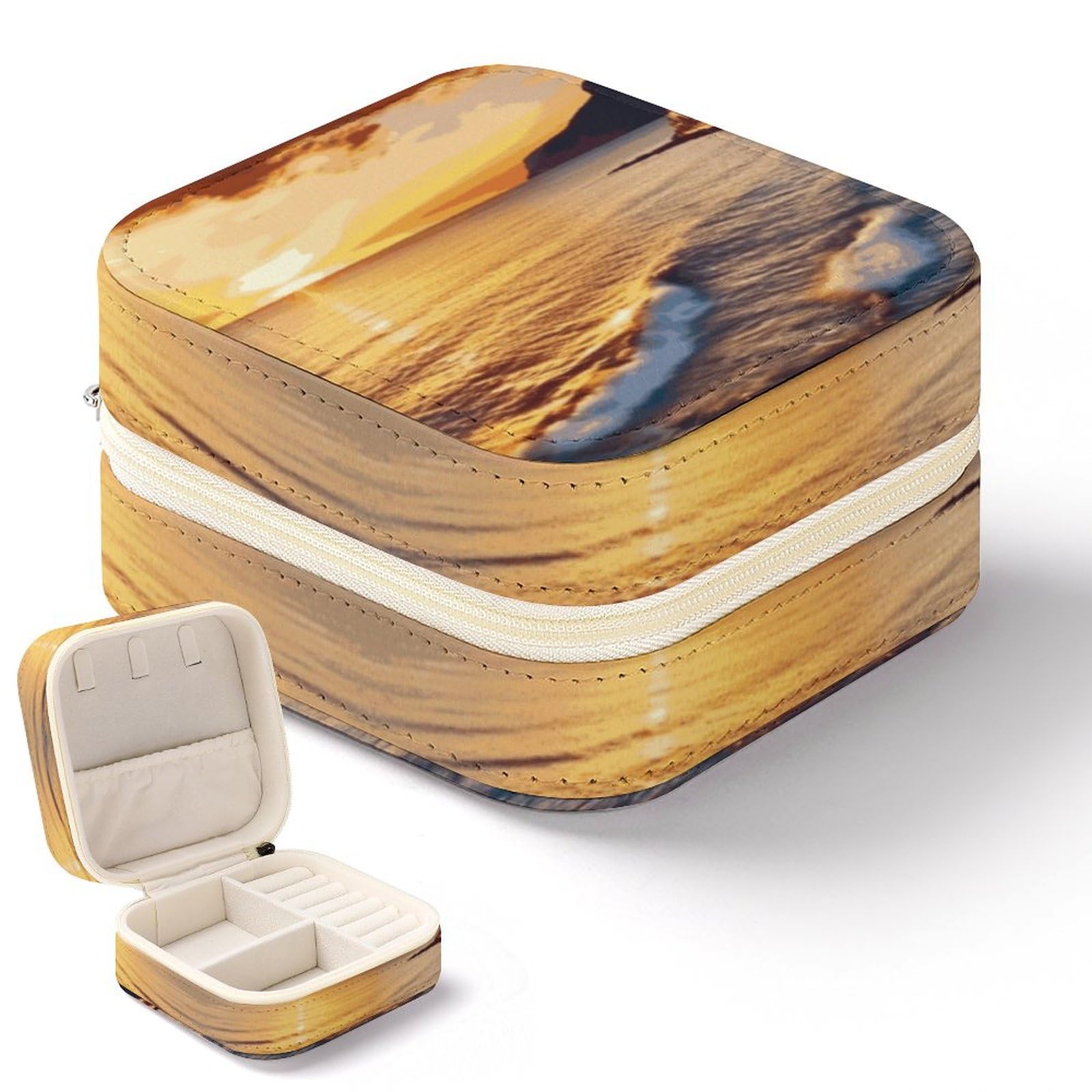 Boîte à bijoux pour femme en cuir synthétique portable avec rangement boucles d'oreilles