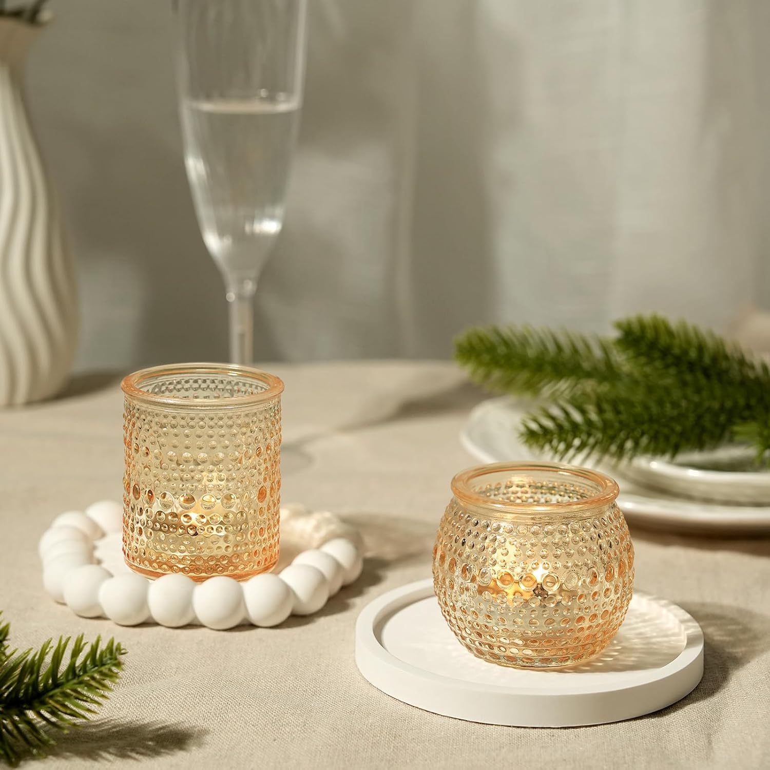 36 Packs Votive Candle Holders for Valentine's Day, 2x2.5inchs Gold Tea Light Candle Holders Glass, Votives Candle Holders for Wedding, Centerpiece Tea Party Decorations (Gold)
