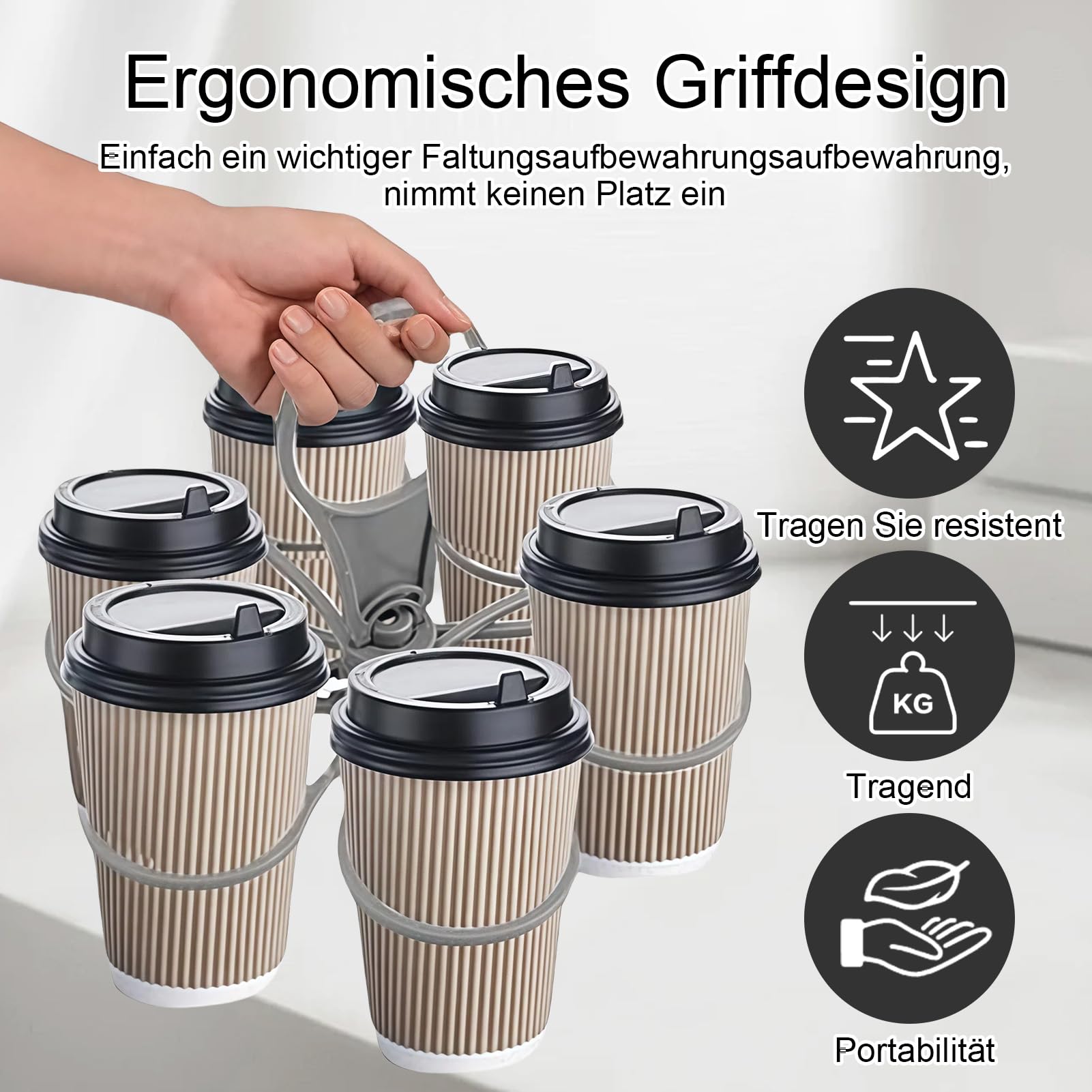 Lot de 2 porte-gobelets avec poignée, porte-gobelet pour festival avec capacité de 6 verres, porte-gobelet pliable pour les activités de plein air et les réunions de famille