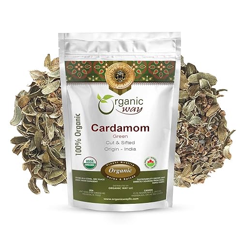 Organic Way Corte y tamizado de cardamomo verde, Hari Elaichi (Elettaria cardamomum) - Añade sabor Certificado orgánico y Kosher Sin OMG y sin