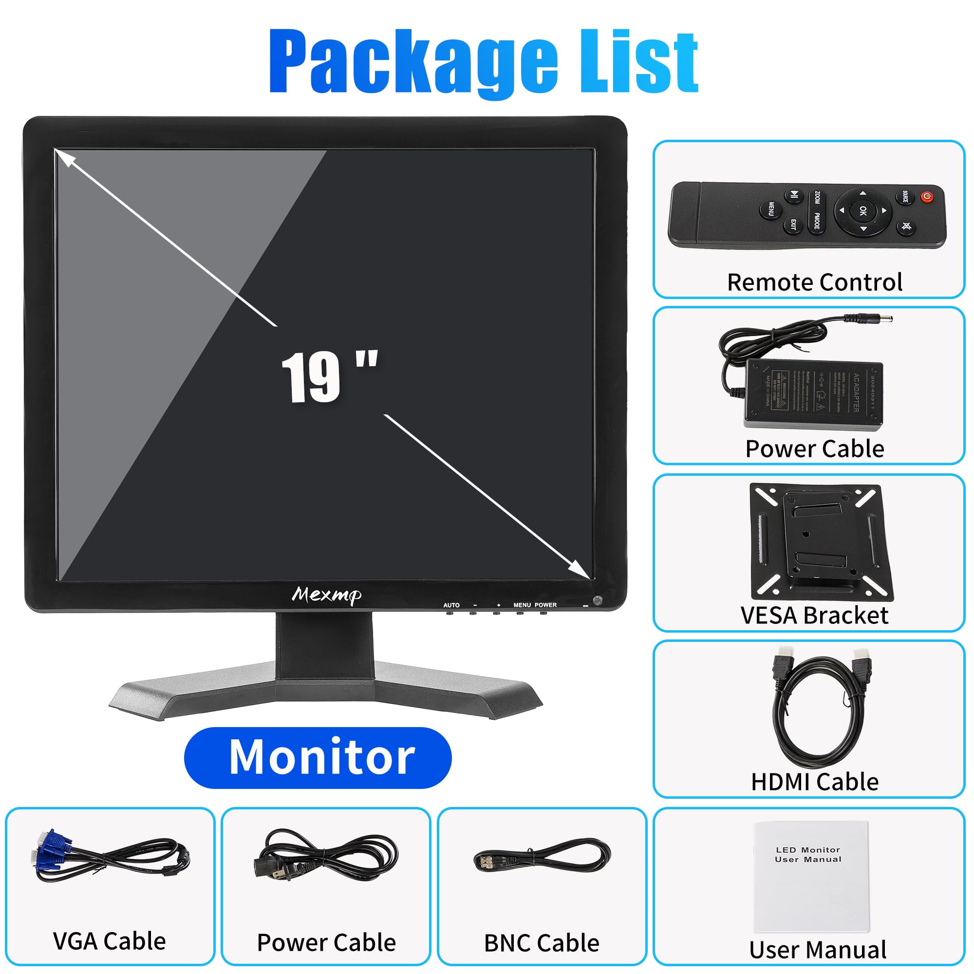 Amazon.co.jp: Mexmp 19インチ 液晶監視モニター 1280×1024 4:3 HDMI