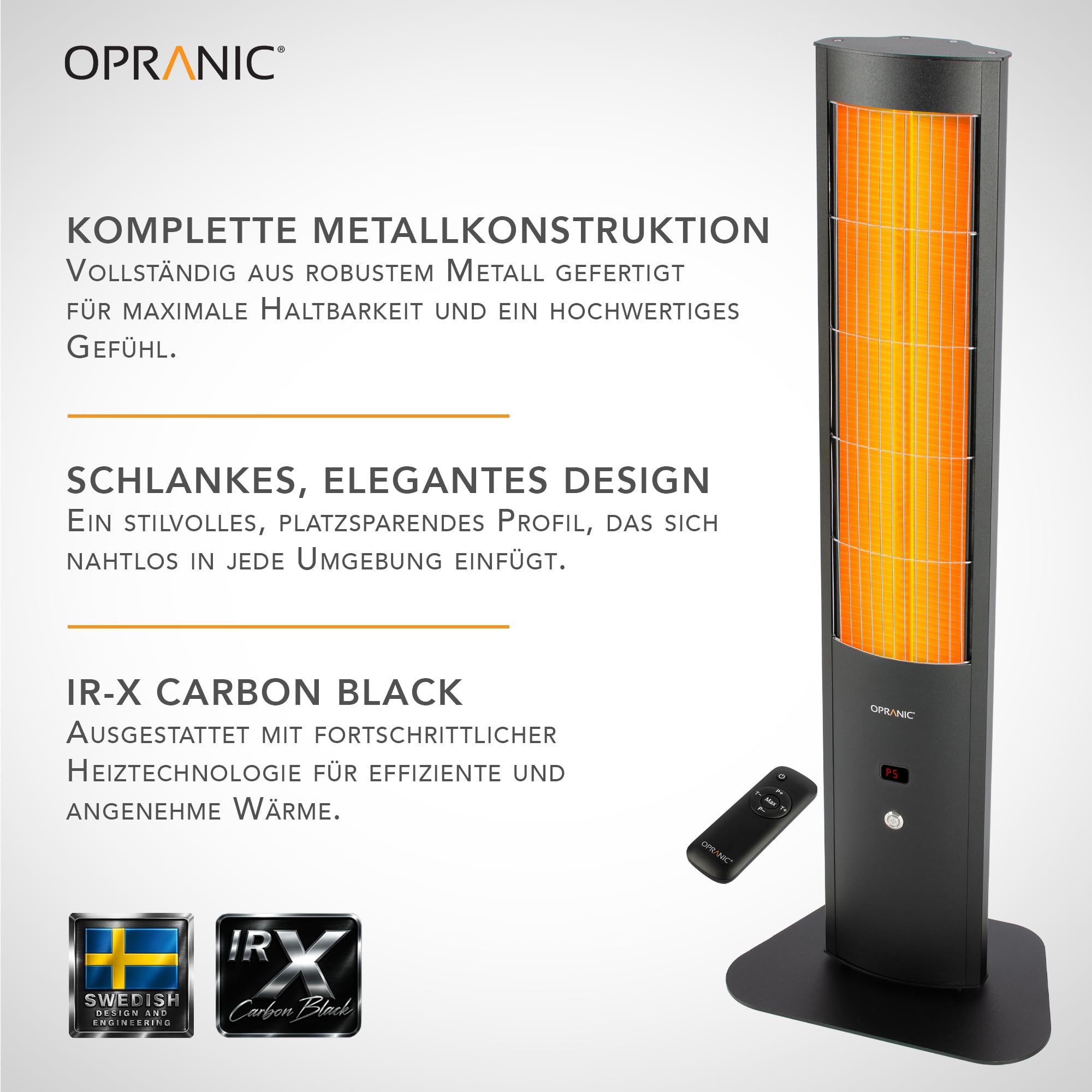 THOR S70 Infrarot Heizstrahler Terrasse mit Standfuß, 2300 W Standheizstrahler IP65, 5 Stufen, Timer & Fernbedienung, Terrassenheizer (Tiefschwarz mit Haube, 2300 Watt)