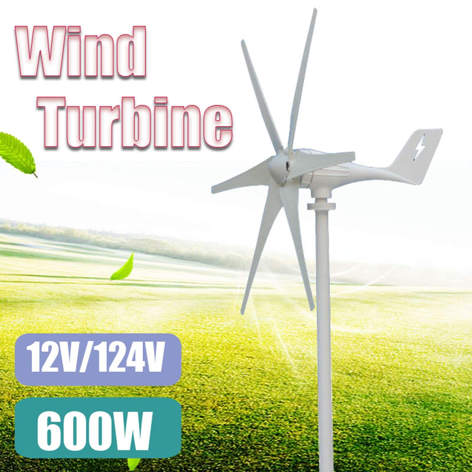 6 éoliennes Horizontales de Maison de Lame de Fibre de Nylon 600W, turbines d'énergie de Moulin à Vent de Puissance de générateur de Vent Charge 12V 24 Volts
