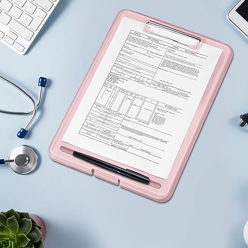 Miniatura 4 de SITHON Portapapeles de enfermería con almacenamiento, portapapeles de escritura portátil resistente con compartimento organizador para enfermeras,