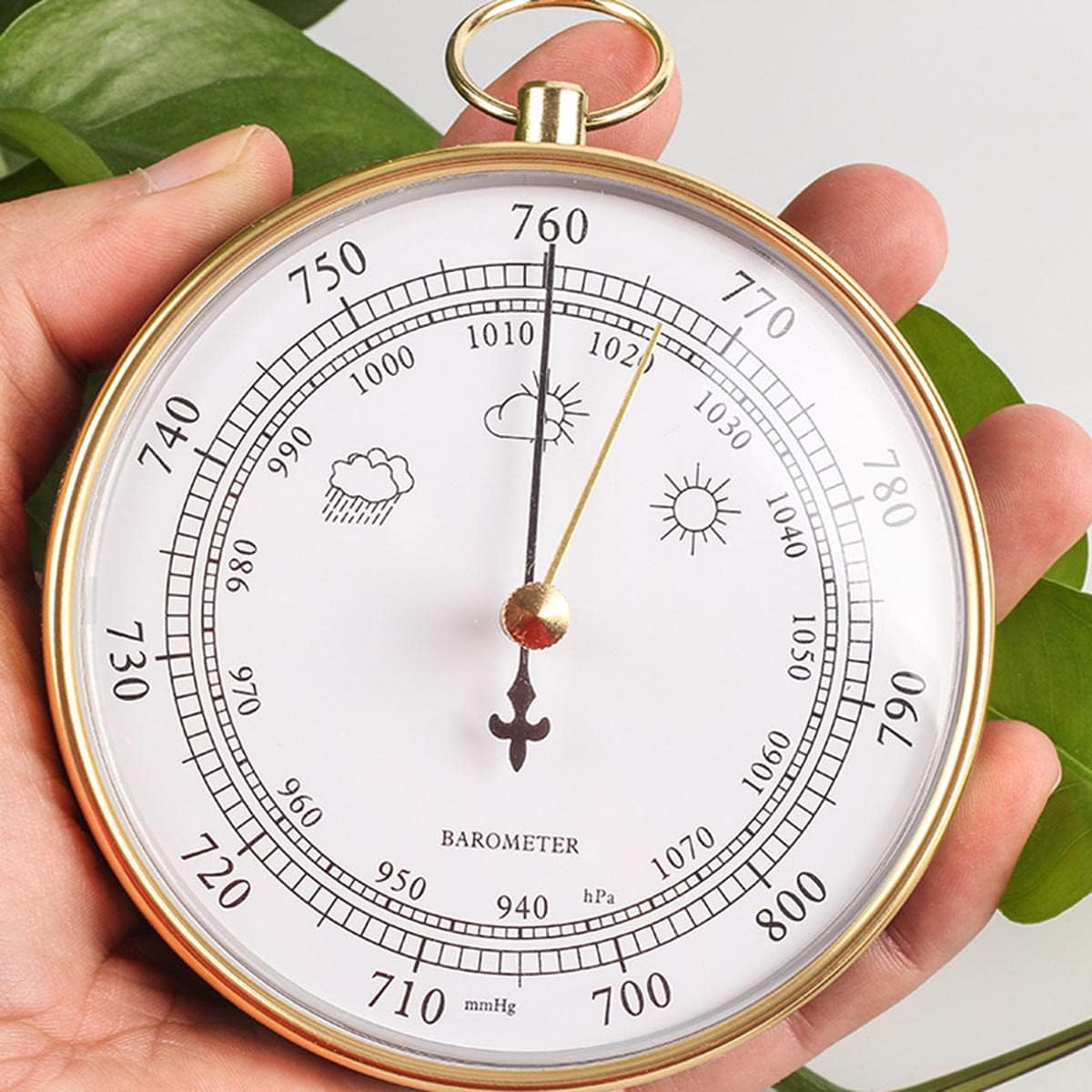 Weather Barometer, Barometers for The Home, Fishing Barometer, Barometer Indoor, Barometric Pressure Gauge, Garden Barometer Outdoor, Analog Barometer Weather Station Instruments(Gold)