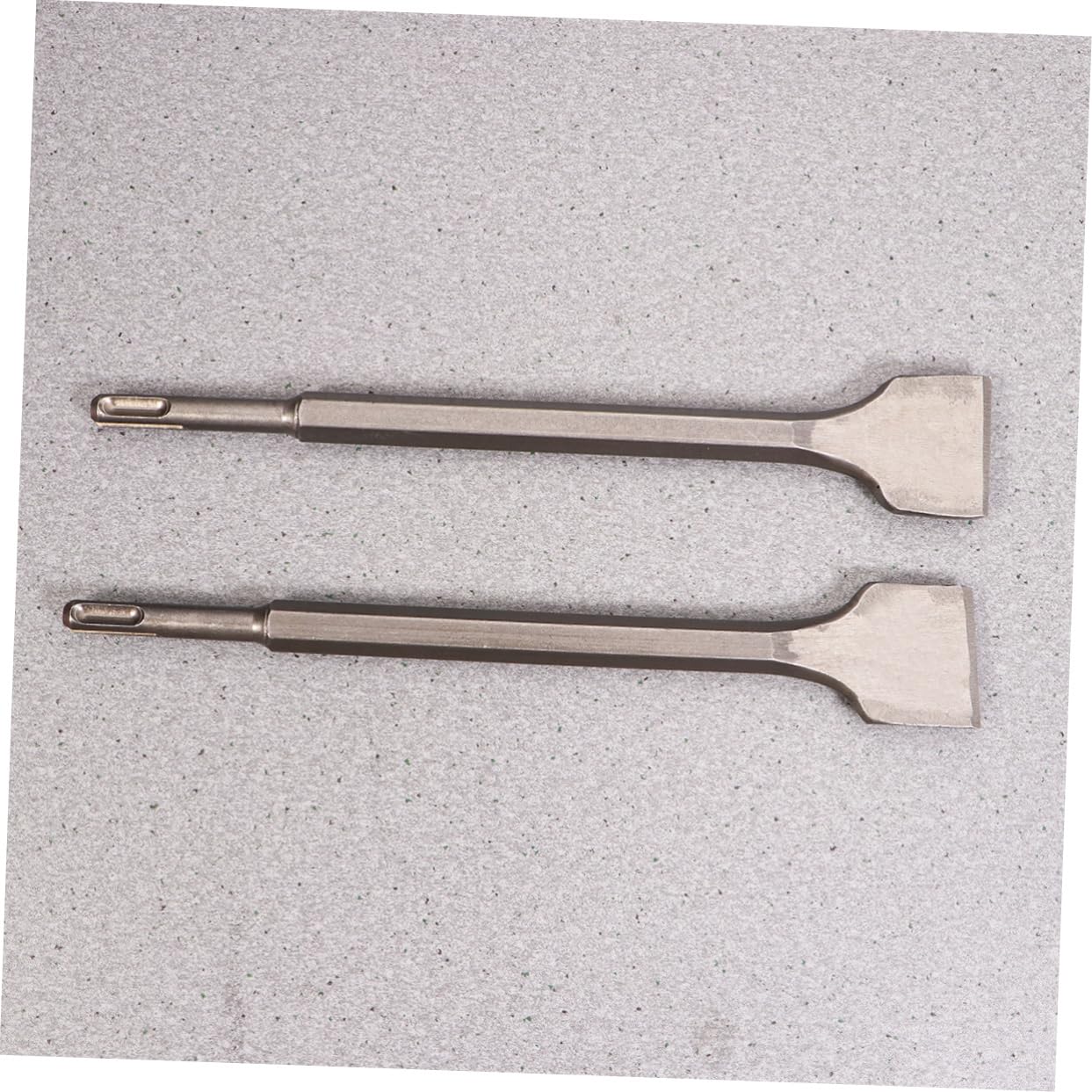 Lot De 2 Burins Plats Élargis Hexagonaux Pour Marteau-perforateur Électrique, Ciseau Plat 14 x 250 x 40 Mm, Acier Traité Peinture, Usage Murs Ciment Brique Pierre