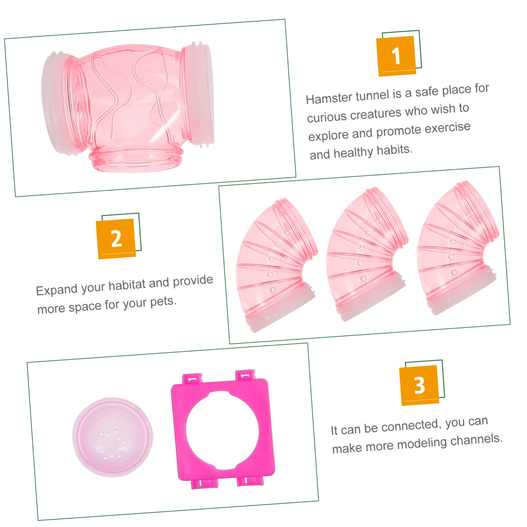 Modulo Labirinto Fai da Te per Criceti Tubo in Plastica Robusto Set 12 Pezzi Accessori per Gabbia Espande Habitat Gioco per Piccoli Animali Rosa